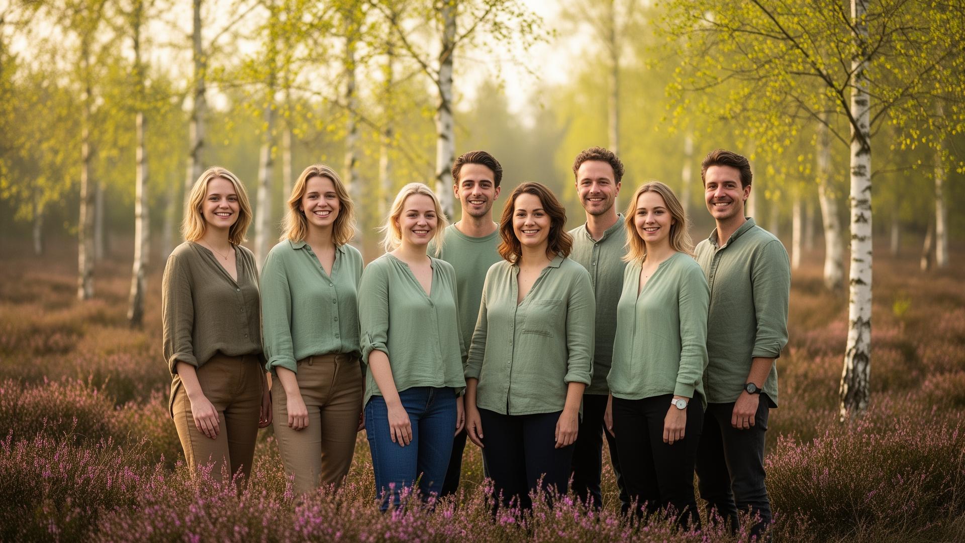 Het HappyGuts team op de heide in het voorjaar